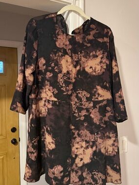 Wilfred Black and Tan Silk Floral A-Line Women’s Dress/Tunic